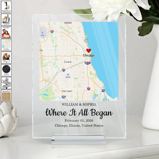 Personalized Anniversary Map Plaque for Couples with personalized design details for meaningful gifting