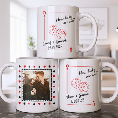 Custom Playing Card Photo Mug for Couples with personalized design details for meaningful gifting image 7