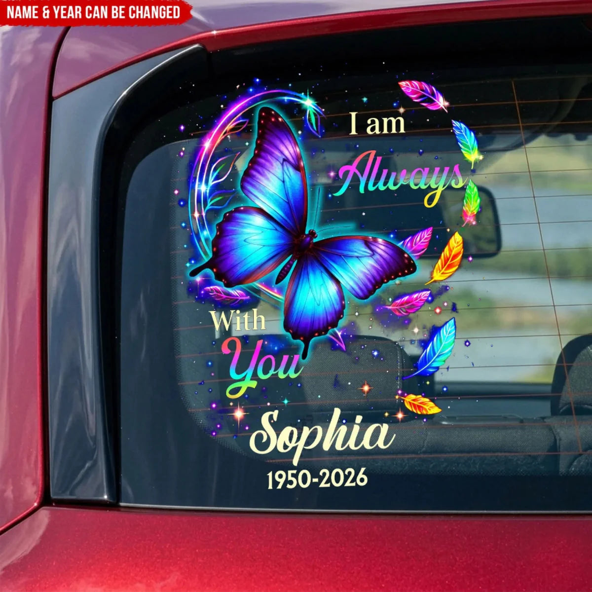 Personalized butterfly memorial decal with custom name and date for loss of loved one