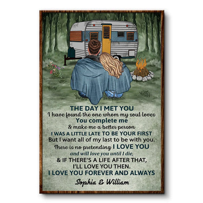 "The Day I Met You" Personalized Camping Couple Canvas / Poster - Custom Romantic Wall Art Gift for Husband Wife