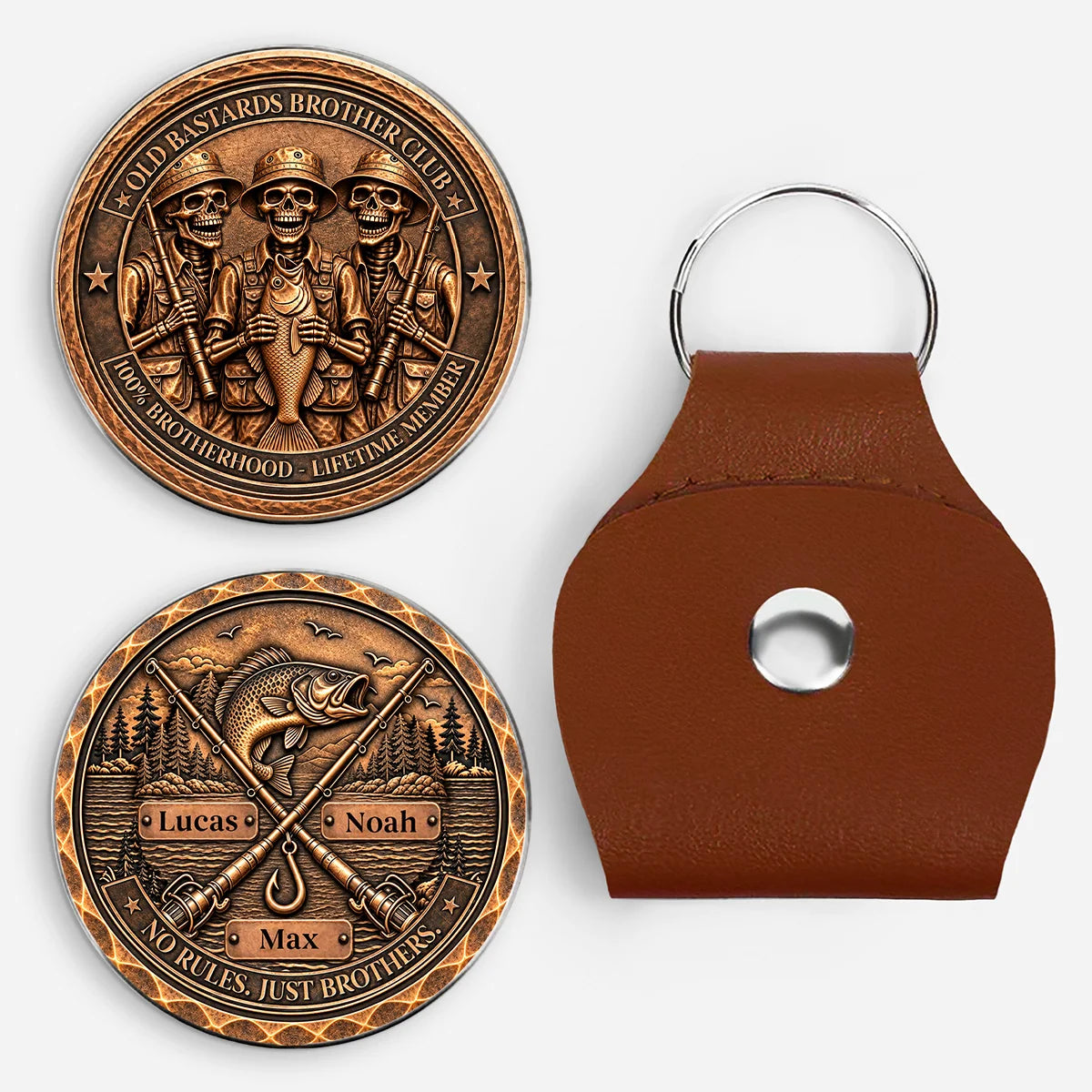 Brotherhood Lifetime Member Personalized Fishing - Custom Pocket Hug for Best Friends