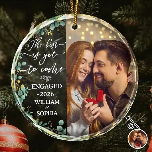 "The Best Is Yet To Come" Personalized Glass Ornament for Couples - Custom Photo Keepsake Christmas Gift