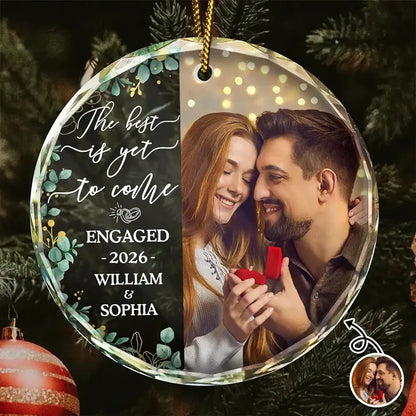 "The Best Is Yet To Come" Personalized Glass Ornament for Couples - Custom Photo Keepsake Christmas Gift