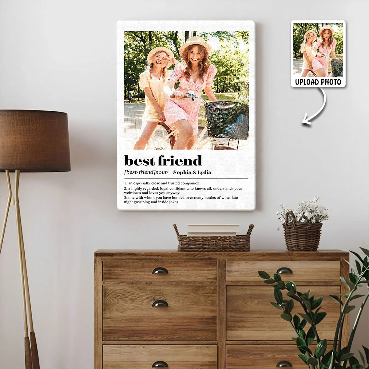 Best Friend Definition Personalized Photo Canvas / Poster - Custom Bestie Sister Gift