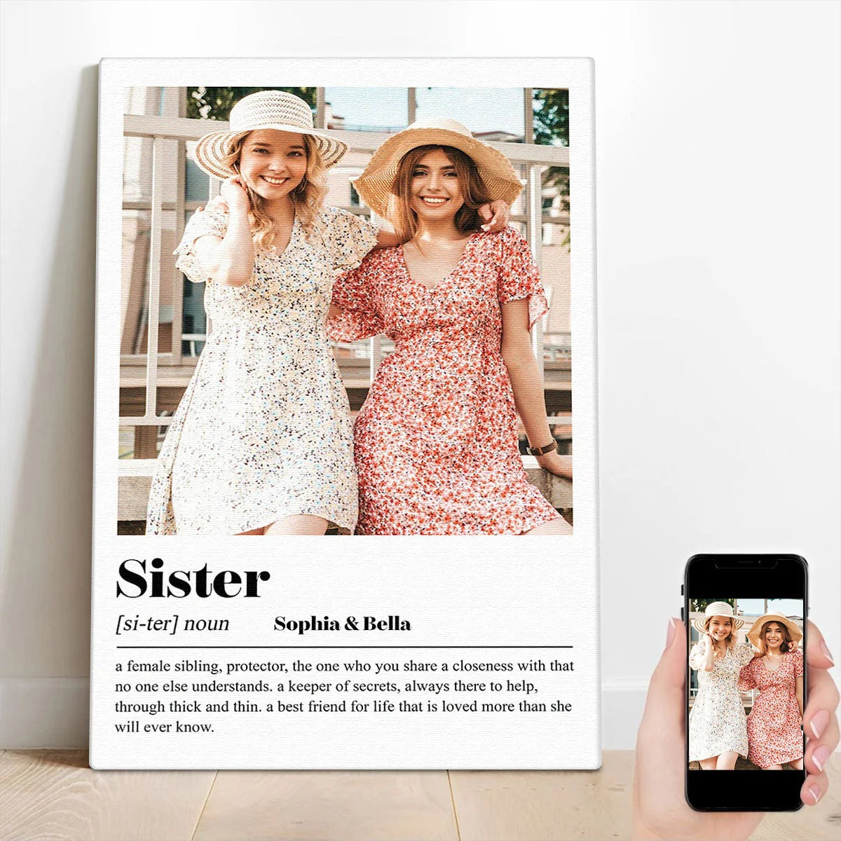 Sister Definition Personalized Canvas / Poster - Custom Photo Sister Wall Art Gift