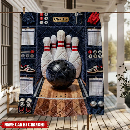 Custom Name Bowling Blanket - Personalized Gift for Bowlers and League Fans