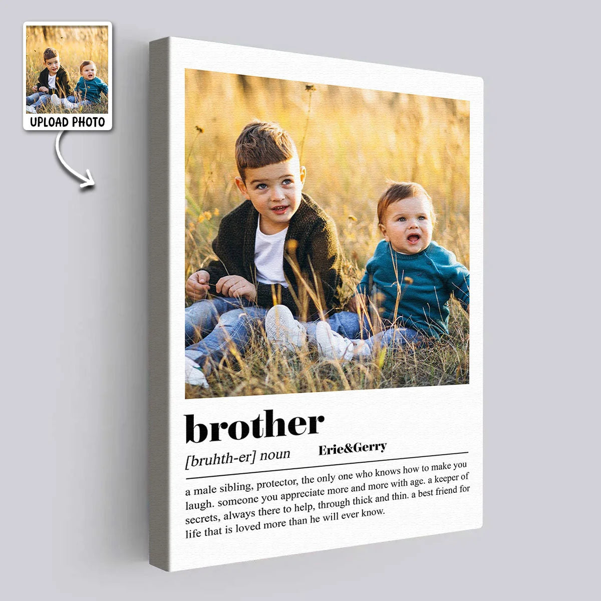 Brother Definition Custom Photo Canvas / Poster - Personalized Sibling Birthday Keepsake