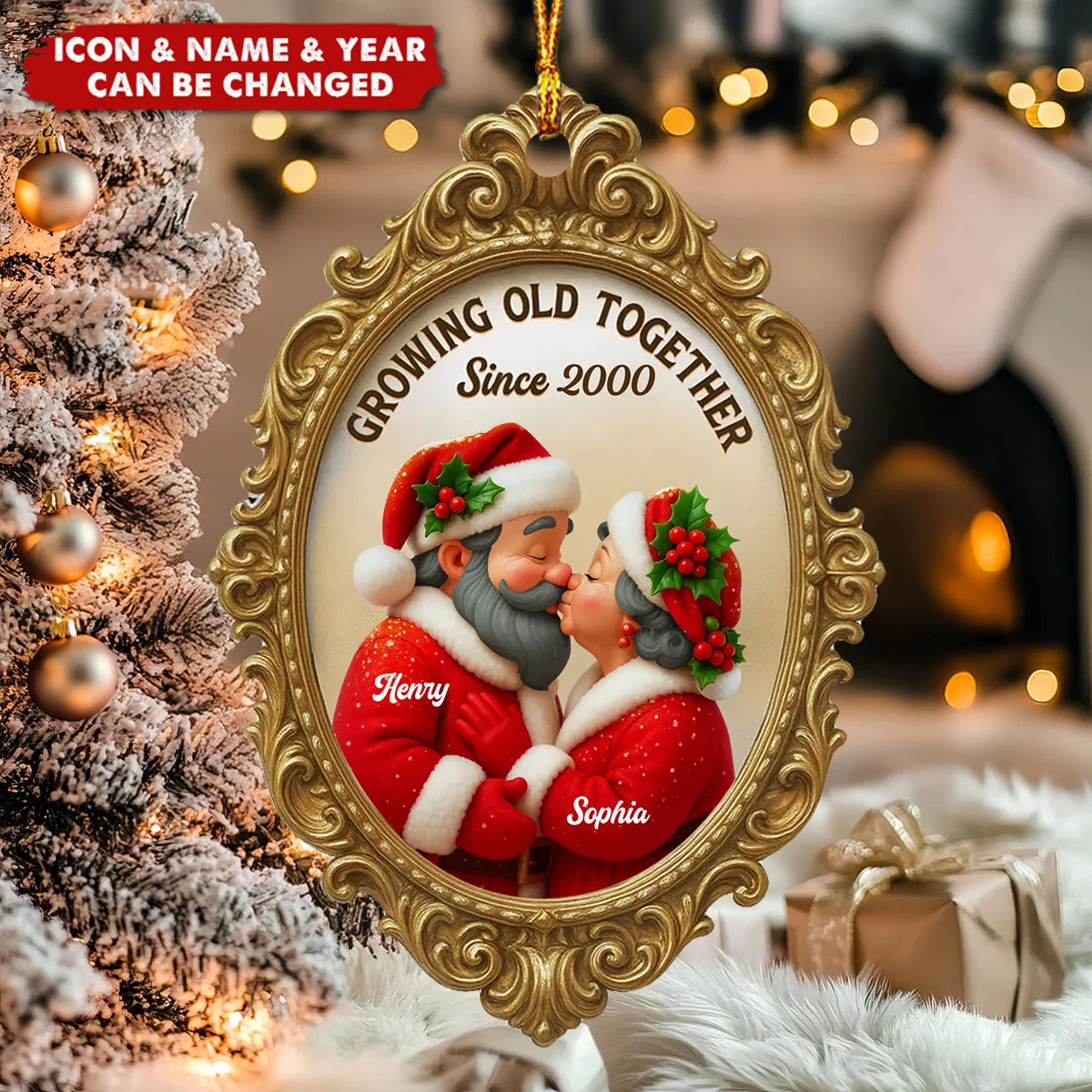 Growing Old Together Personalized Wooden Ornament - Custom Couple Christmas Gift