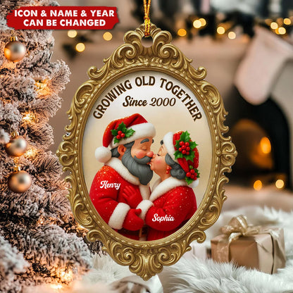 Growing Old Together Personalized Wooden Ornament - Custom Couple Christmas Gift