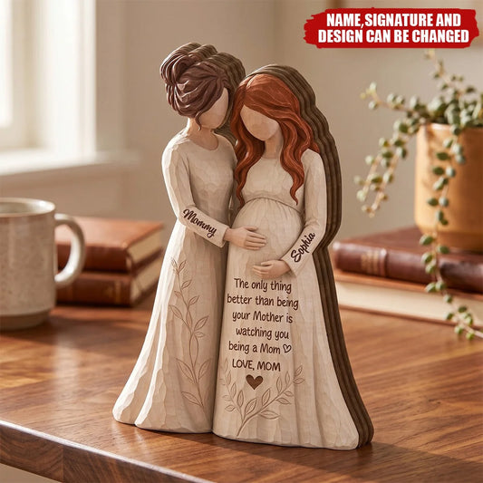 Watching You Become a Mom - Personalized Wooden Block Gift for Expecting Daughter