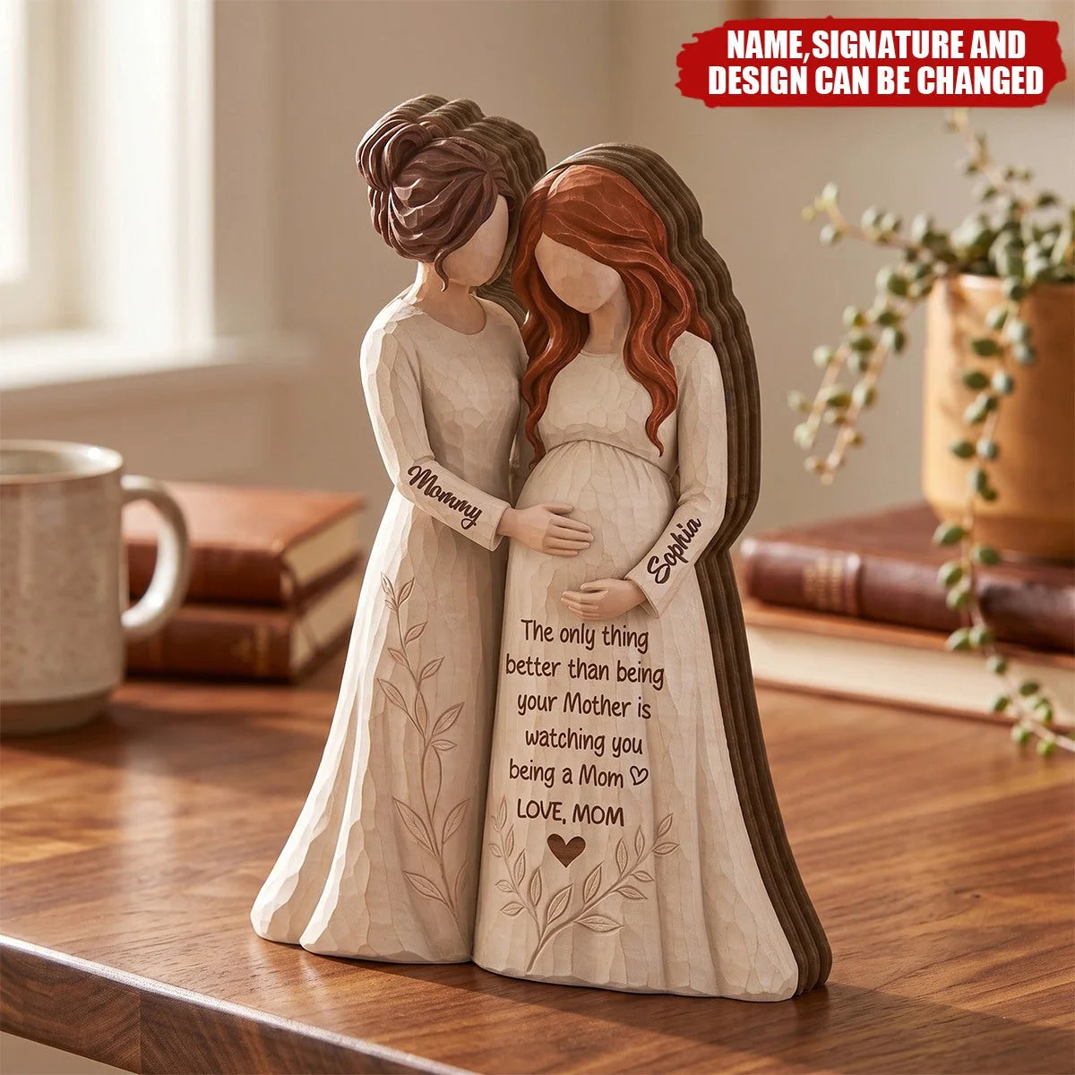 Watching You Become a Mom - Personalized Wooden Block Gift for Expecting Daughter