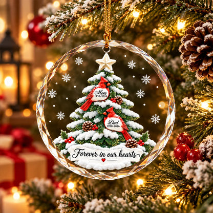 Personalized Memorial Christmas Crystal Ornament, Custom Cardinal Christmas Ornament T24