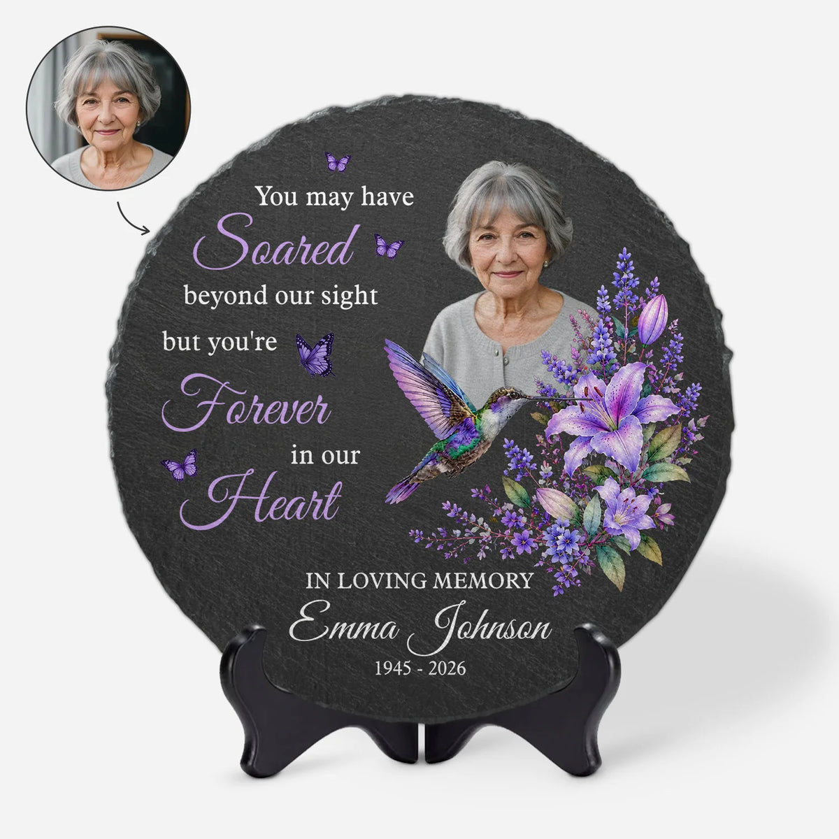 "Forever In Our Hearts" Personalized Memorial Garden Stone – Bereavement Keepsake for Families