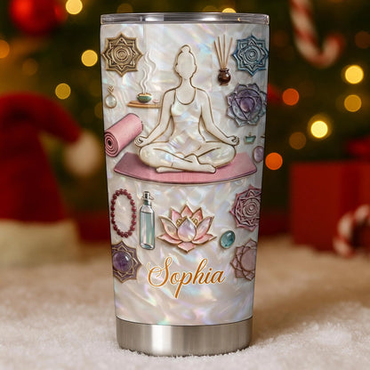 Tumbler material and size view - Personalized Yoga Meditation Tumbler