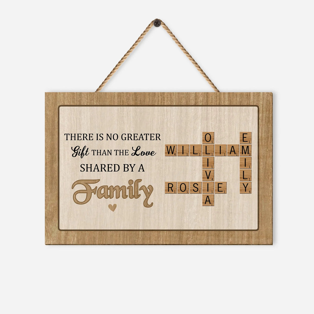 Personalized Family Wood Sign - Custom Crossword Names Wall Decor