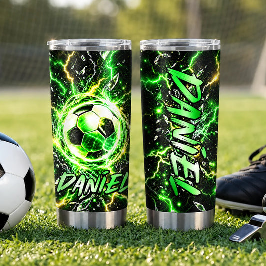Personalized Soccer Name Tumbler - Custom Insulated Sports Travel Cup for Kids