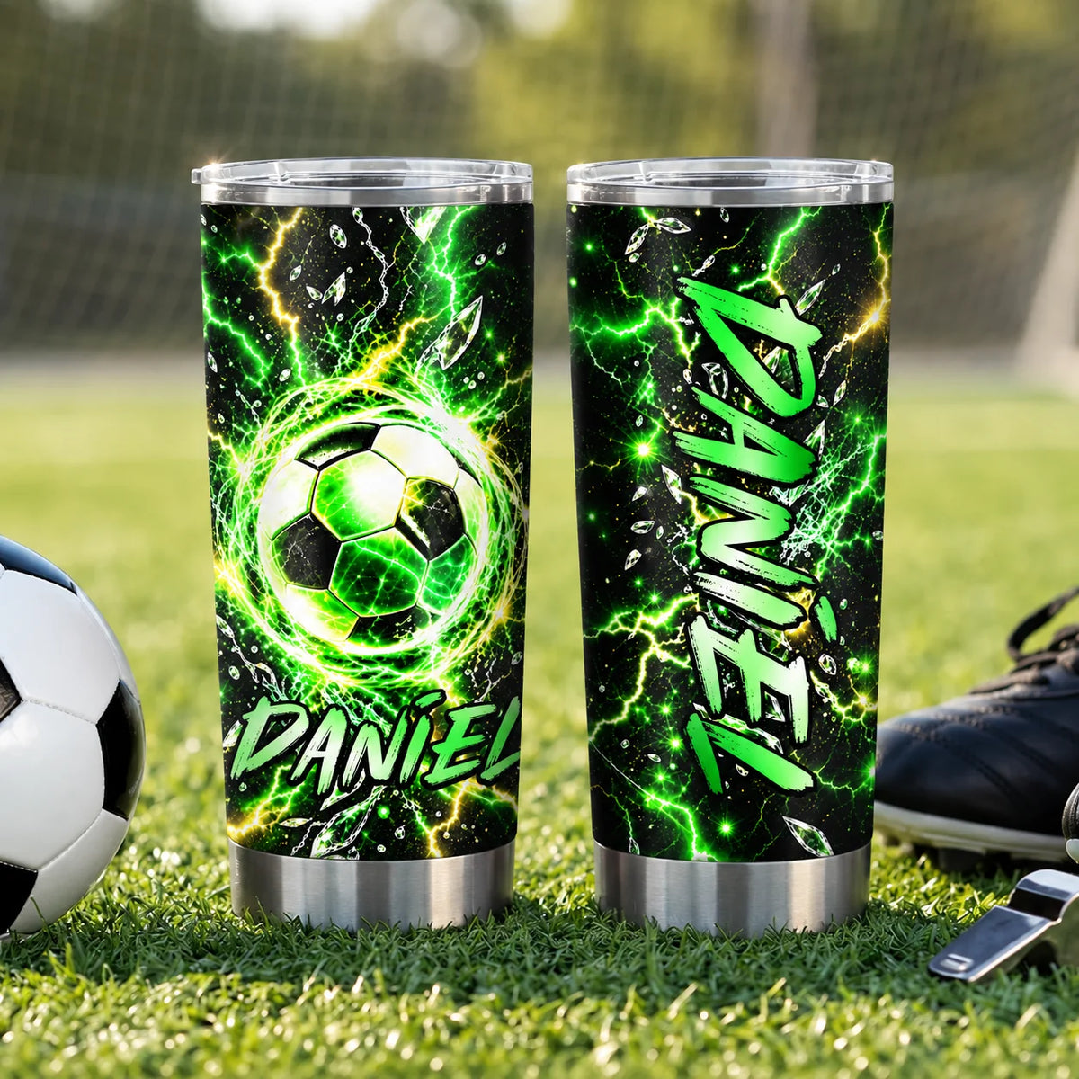 Personalized Soccer Name Tumbler - Custom Insulated Sports Travel Cup for Kids