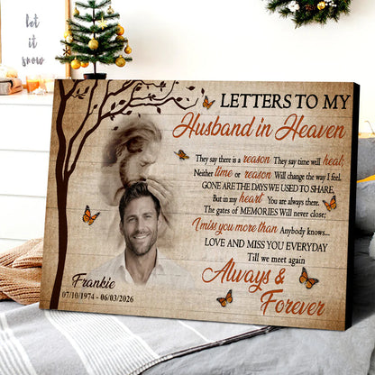 Canvas / Poster material and size view - Personalized Husband Memorial Canvas