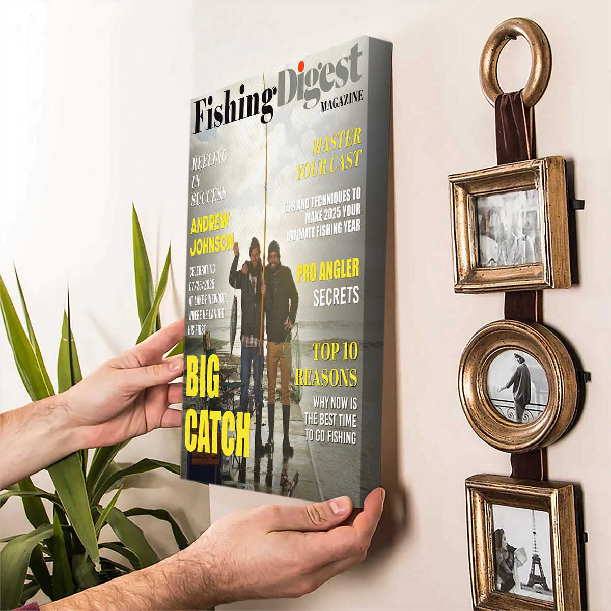 Custom Fishing Magazine Cover Canvas personalization view for Dad