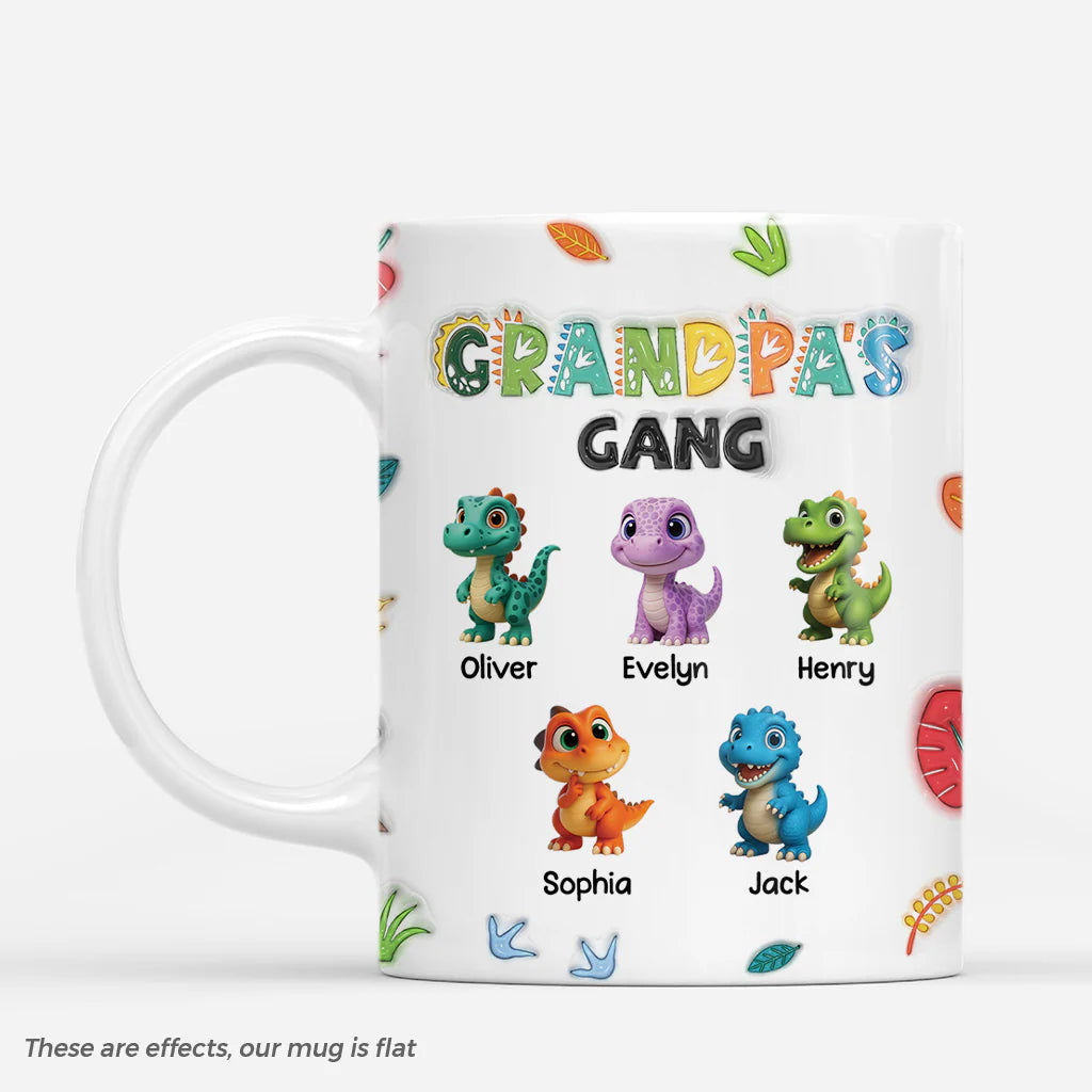 Custom Grandparent Dinosaur Mug for Grandma with personalized design details for meaningful gifting