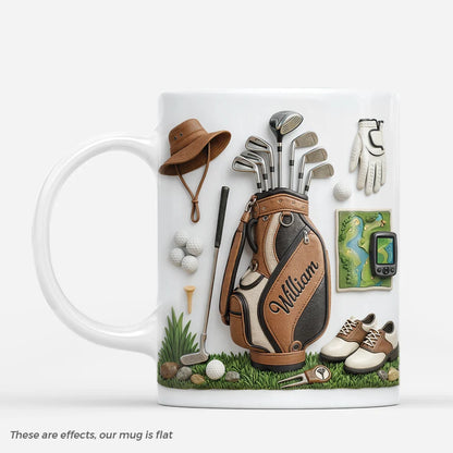 Custom Golf Bag Coffee Mug - Personalized Golfer Name Gift for Dad & Grandpa