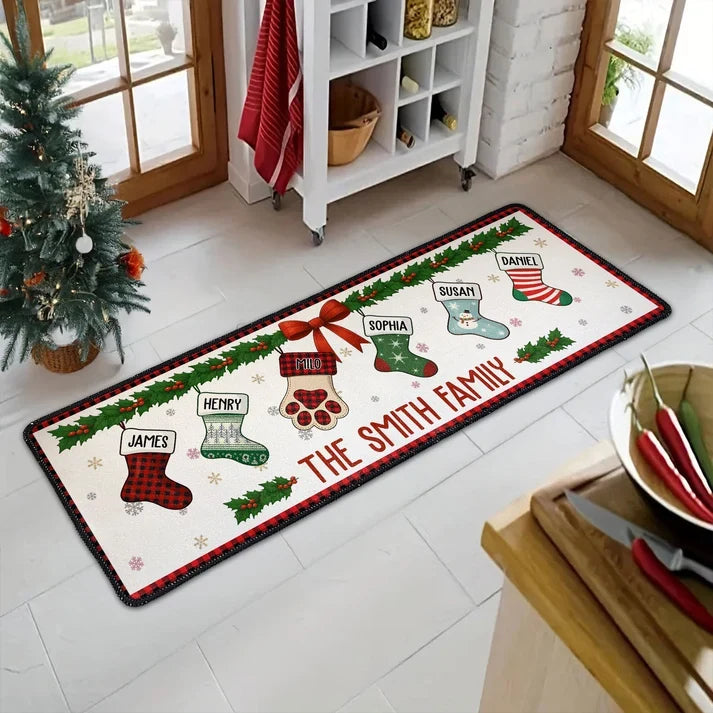 Christmas Family Together Personalized Runner Rug - Holiday Decor for Mom & Grandma