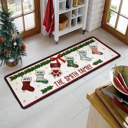 Christmas Family Together Personalized Runner Rug - Holiday Decor for Mom & Grandma
