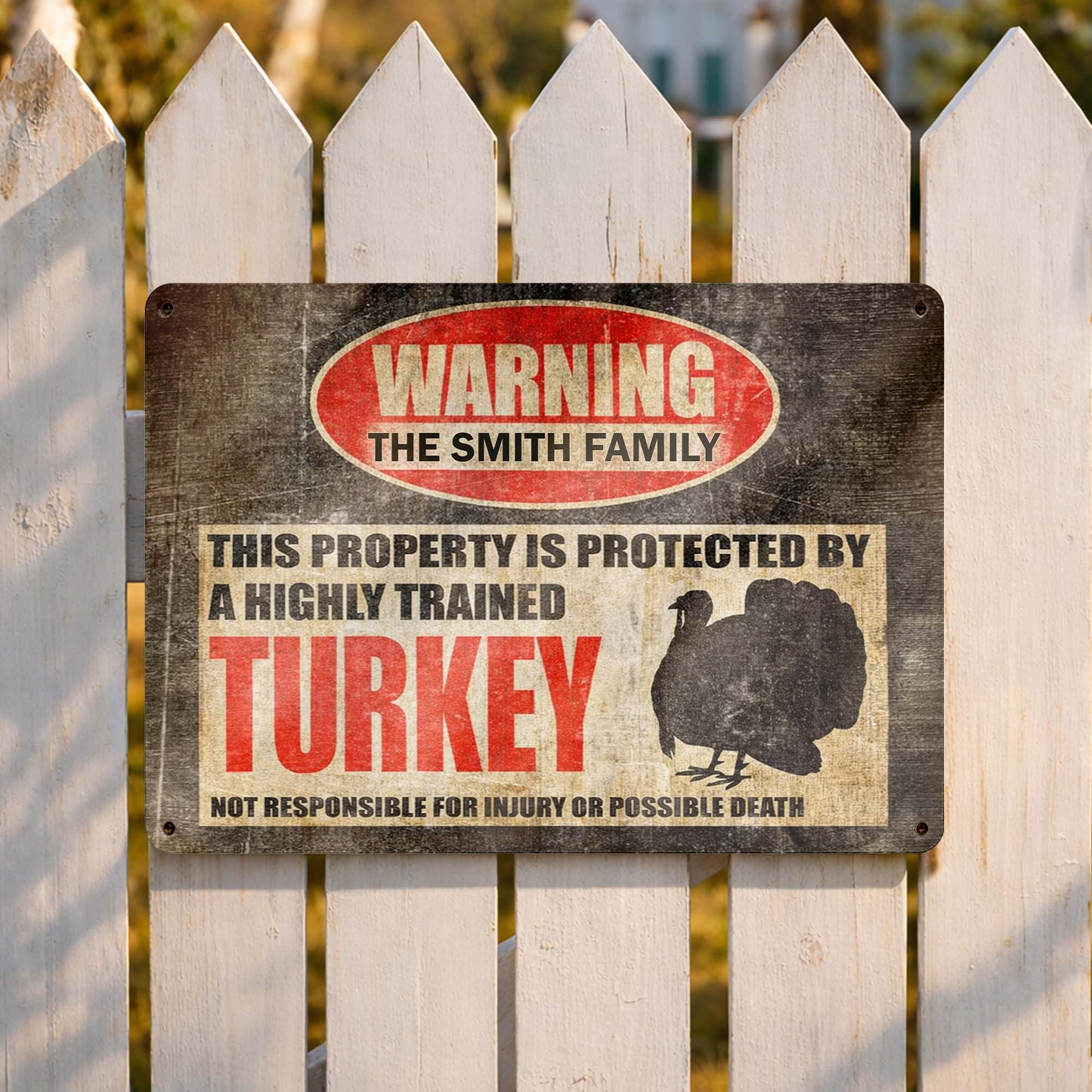 Metal Sign material and size view - Personalized Turkey Farm Metal Sign