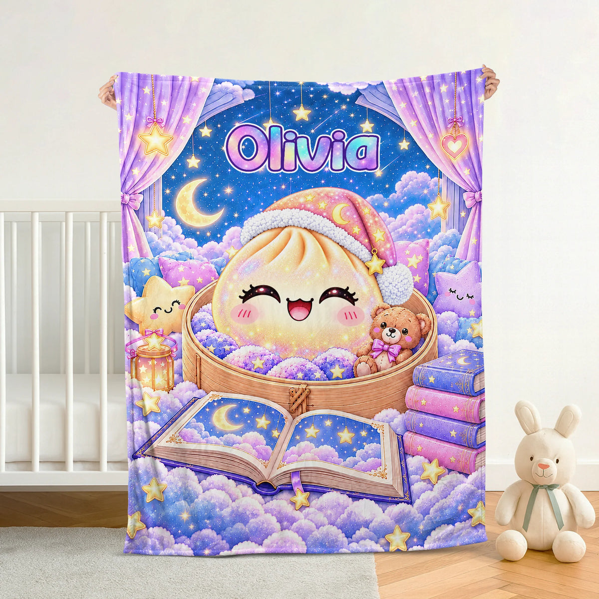 Cute Dumpling Personalized Baby Blanket - Keepsake Throw Gifts for Girls