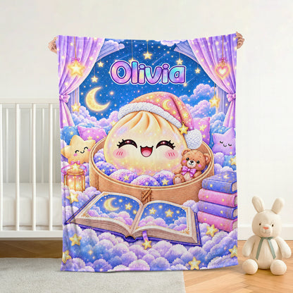 Cute Dumpling Personalized Baby Blanket - Keepsake Throw Gifts for Girls
