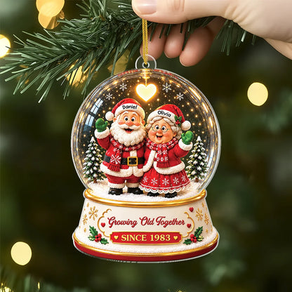 Annoying Each Other Since - Personalized Santa Snow Globe Acrylic Ornament for Couples
