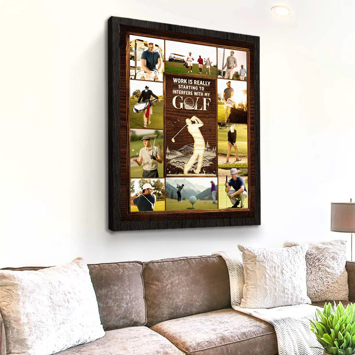 Custom Golf Photo Collage Canvas personalization view for Dad
