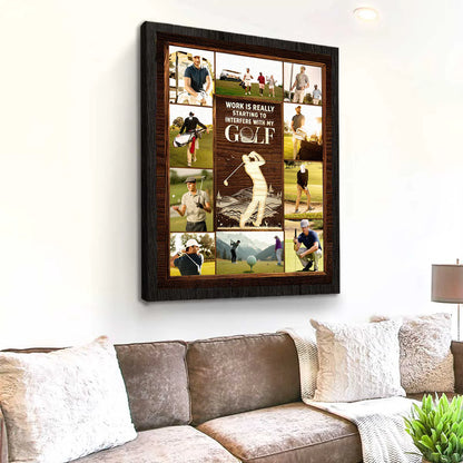 Custom Golf Photo Collage Canvas personalization view for Dad