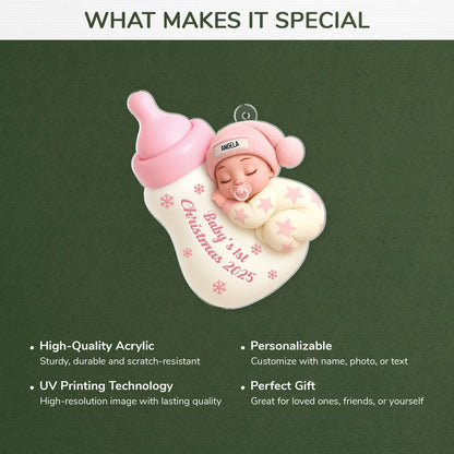 "Baby's 1st Christmas" Personalized Acrylic Ornament - Holiday Keepsake Gift for Newborn