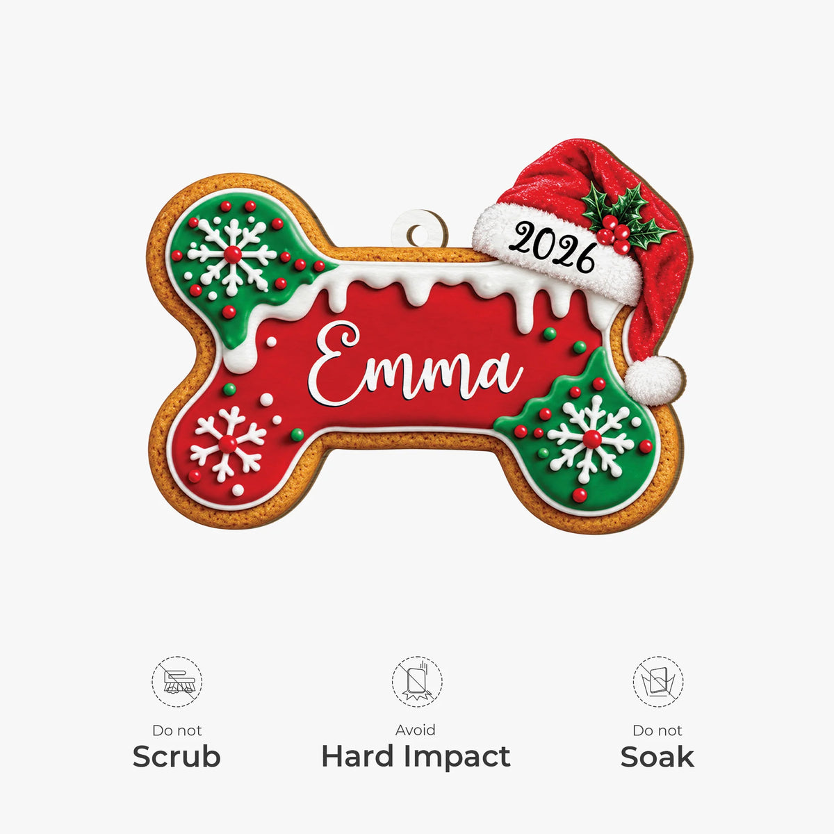 Personalized Gingerbread Pet Wooden Ornament - Custom Christmas Dog Bone Paw Gift