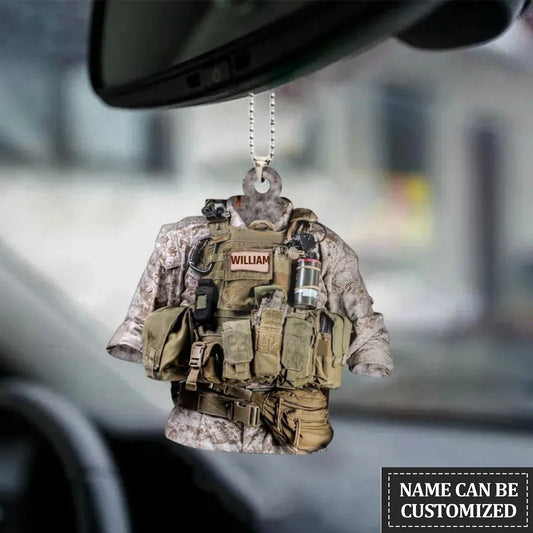 Personalized Marine Corps Car Hanger - Custom Military Acrylic Car Ornament Gift