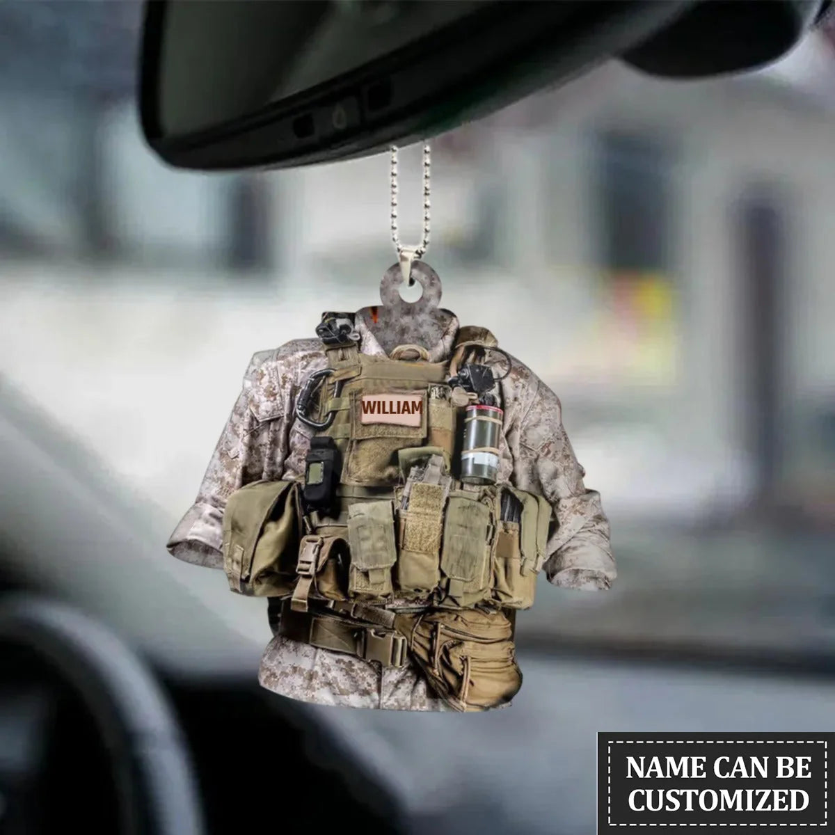 Personalized Marine Corps Car Hanger - Custom Military Acrylic Car Ornament Gift