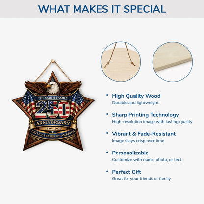Wood Sign material and size view - Custom Usa 250Th Anniversary Wood Sign