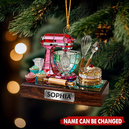 Baking Mixer Personalized Christmas Acrylic Ornament - Custom Kitchen Decor Gift for Bakers