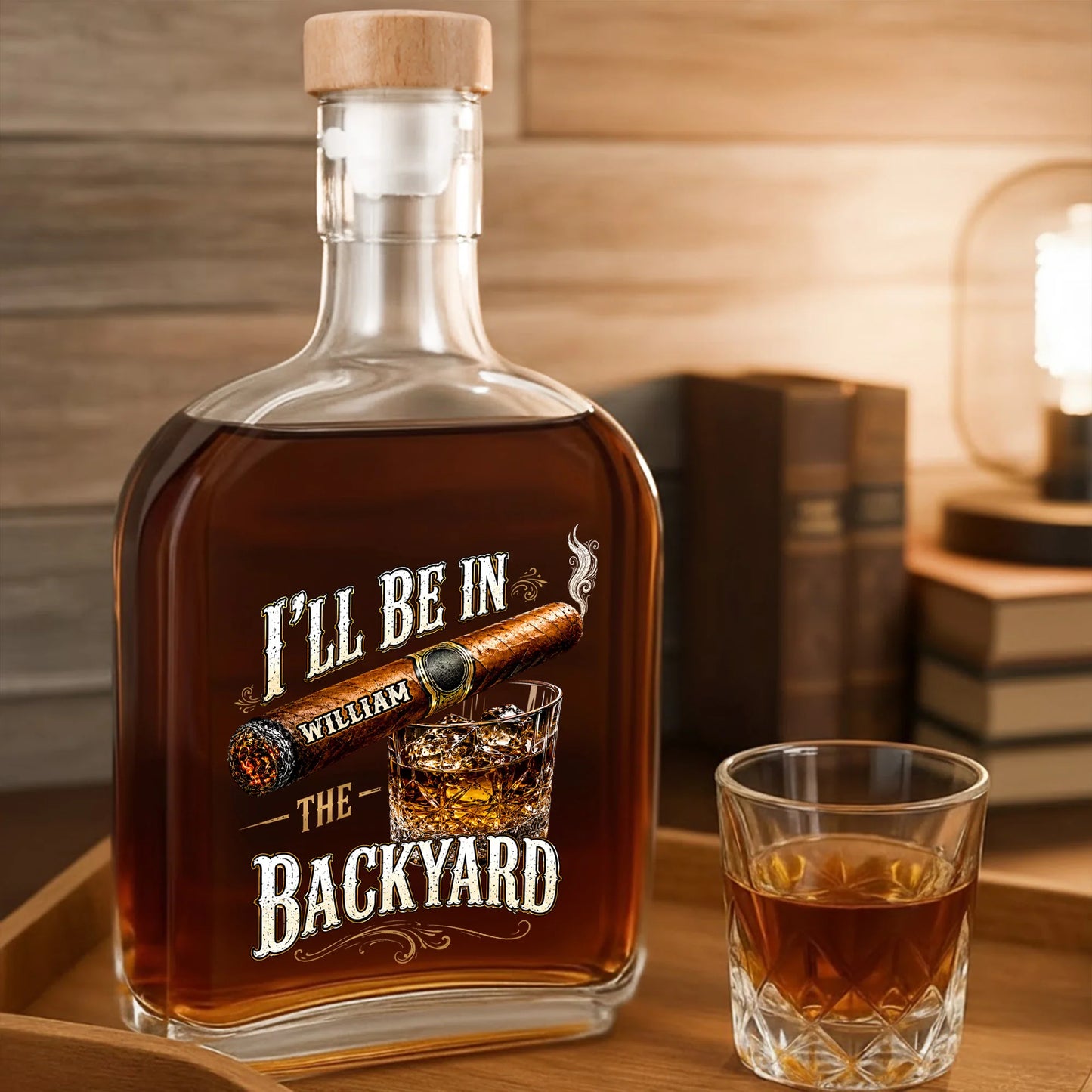 Tumbler material and size view - Custom Whiskey Decanter Bottle