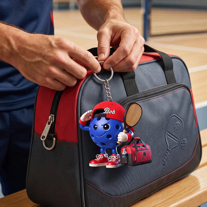 Salute Pickleball Mascot Keychain - Personalized Pickleball Gift for Players & Coaches