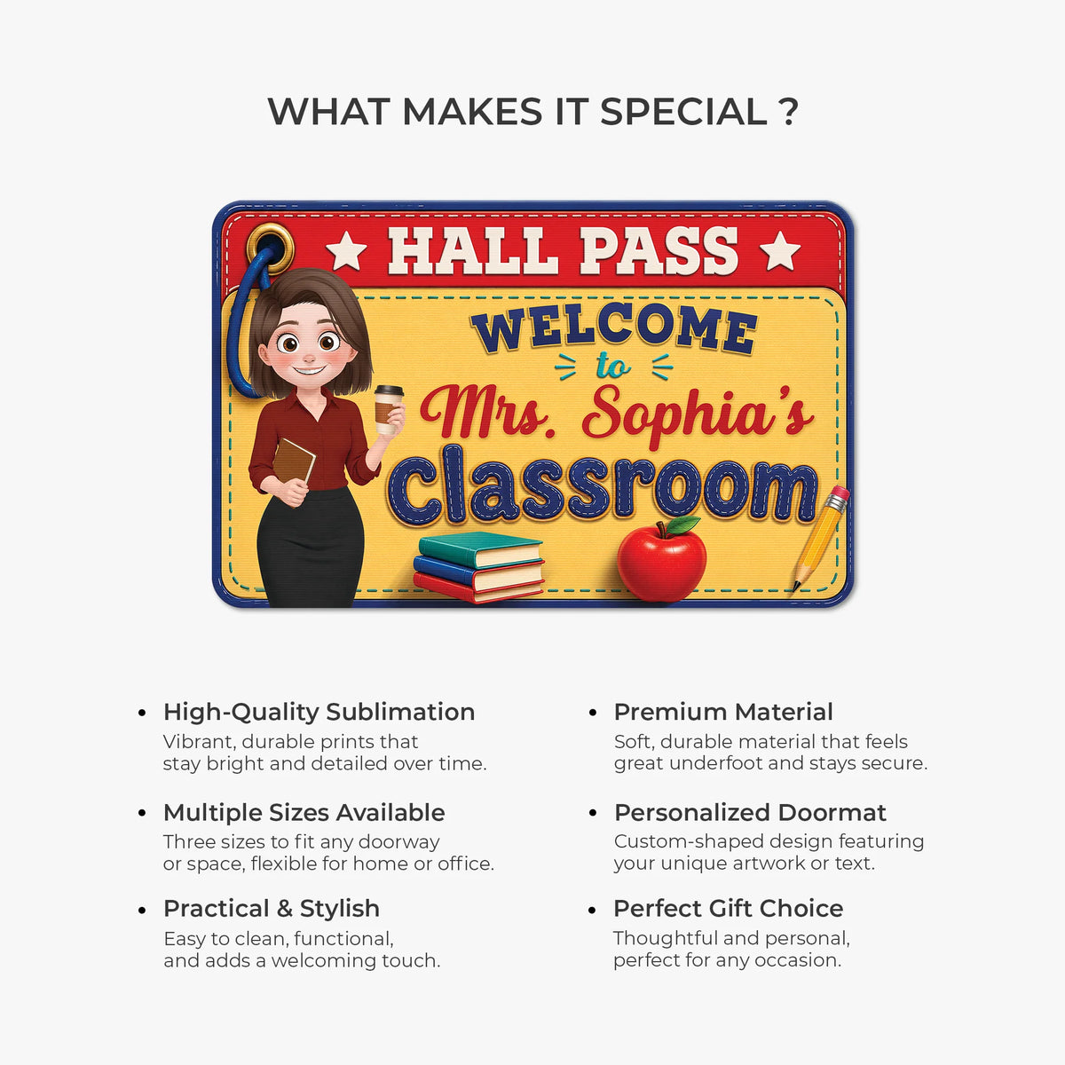 "Hall Pass Welcome to Classroom" Custom Doormat - Personalized Back to School Gift for Teacher
