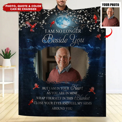 A Hug From Heaven Personalized Memorial Blanket with Photo - Sympathy Keepsake Gift for Family