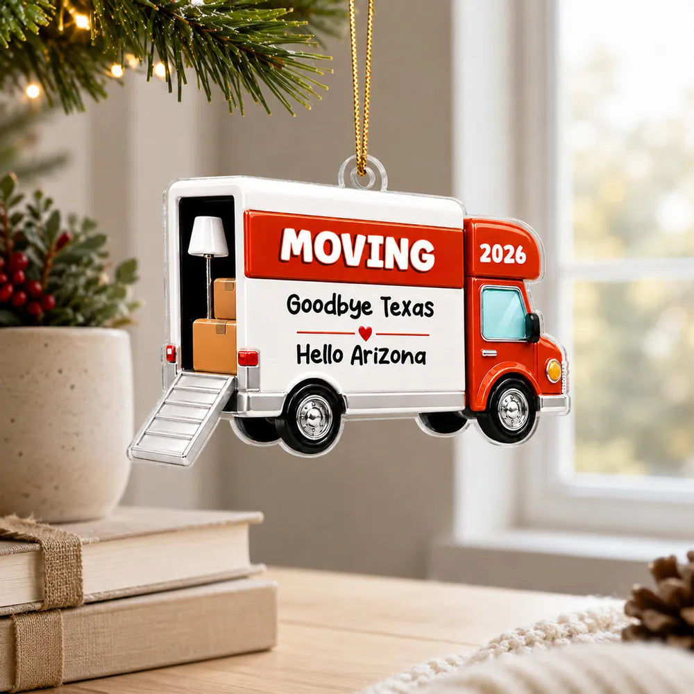 Moving Van Personalized Acrylic Ornament - New Home Keepsake