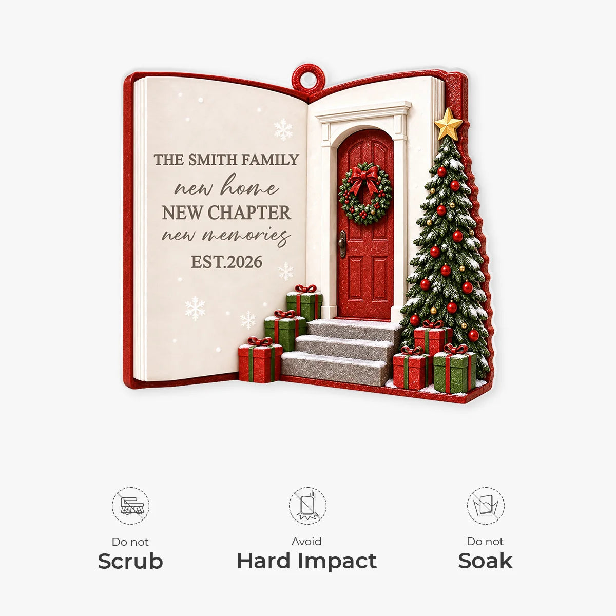 New Home New Chapter Personalized Acrylic Ornament - Custom Family Christmas Keepsake