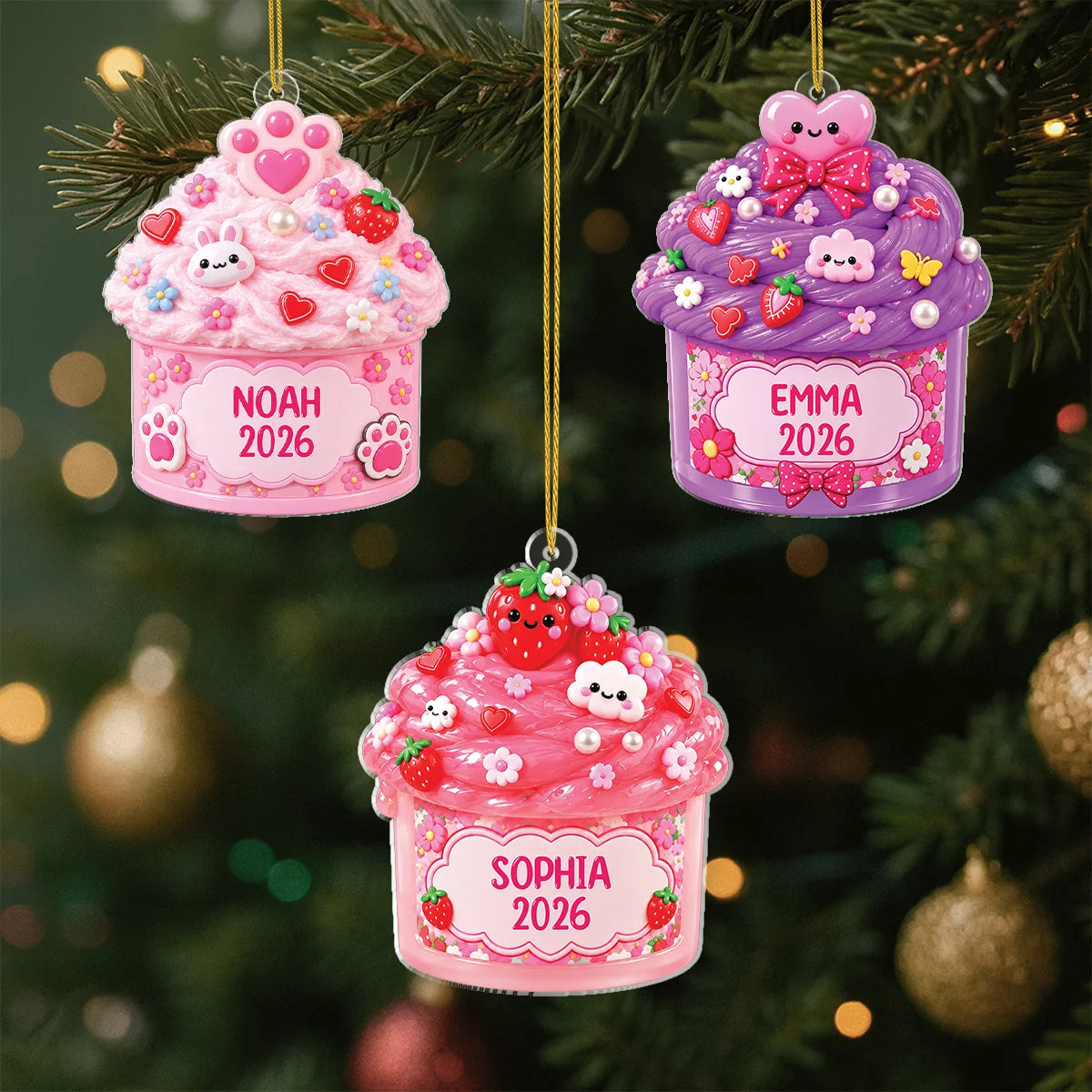 Custom Name Sweet Cupcake Acrylic Ornament - Personalized Christmas Keepsake Gift for Kids