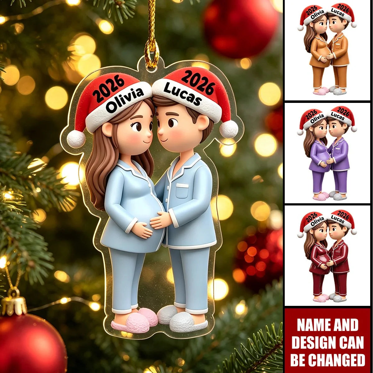 Bump's First Christmas Personalized Acrylic Ornament - Custom Expecting Parents Keepsake