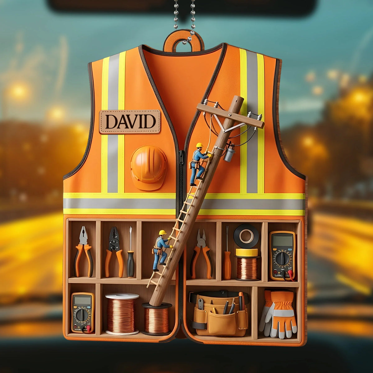 Custom Safety Vest And Tools Ornament