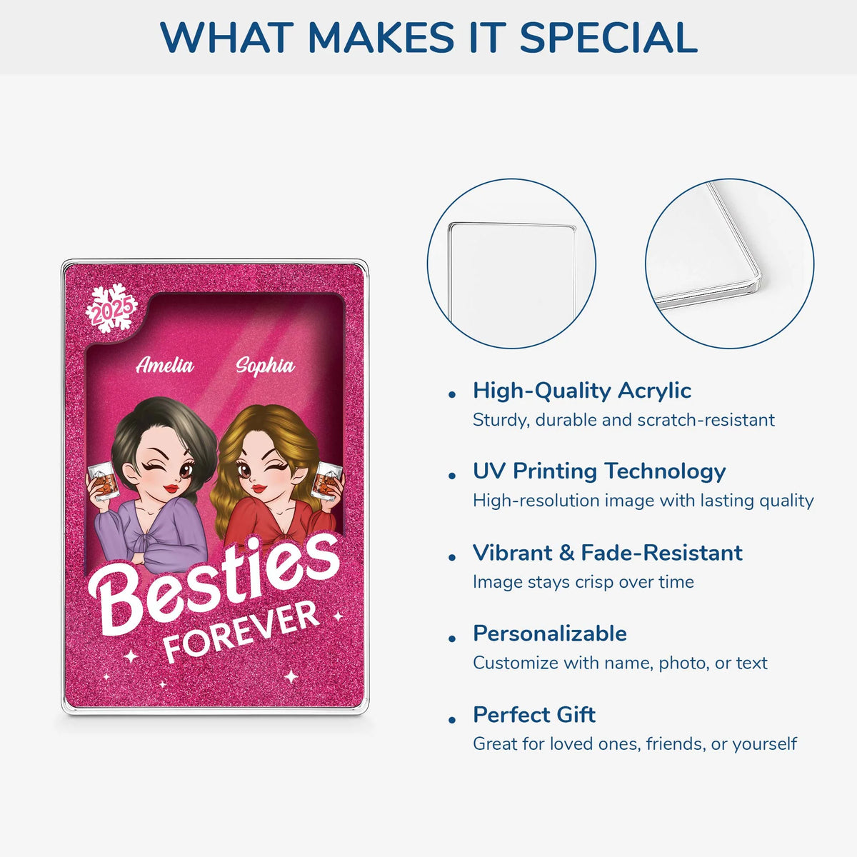 Besties Forever Personalized Acrylic Plaque - Custom Birthday Keepsake for Best Friends