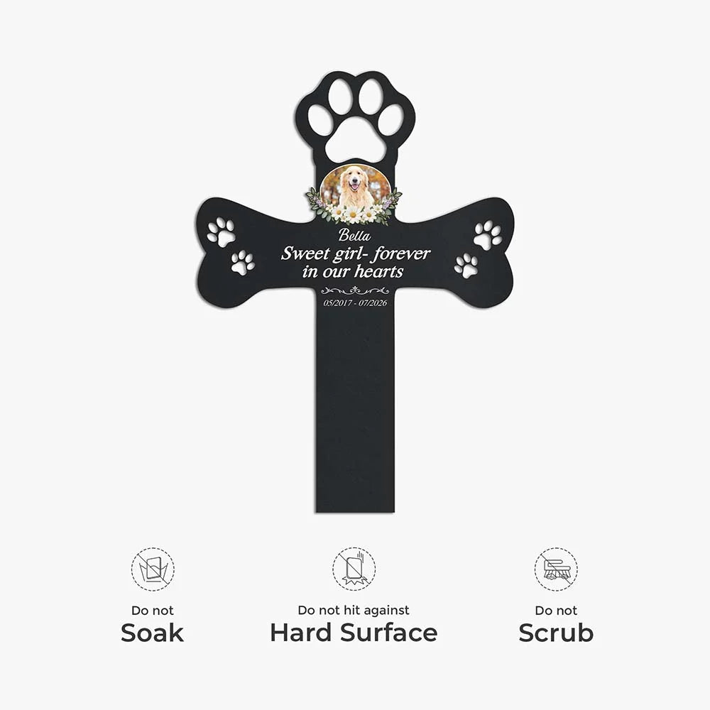 "Forever In Our Hearts" Custom Pet Memorial Metal Stake - Custom Photo Gift for Dog Lovers